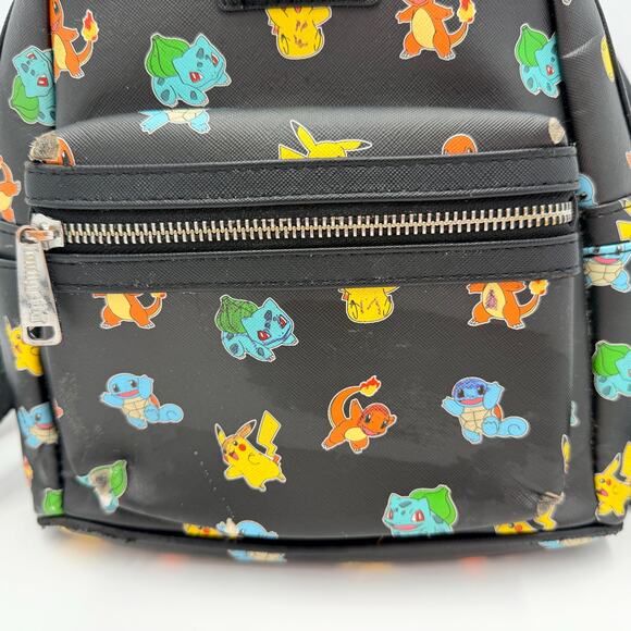 Loungefly Pokemon Starters Backpack Pockets Black - Picture 13 of 16